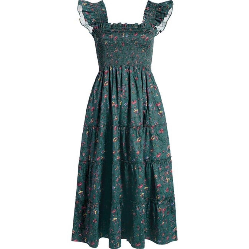 Hill House Green Floral Midi Dress